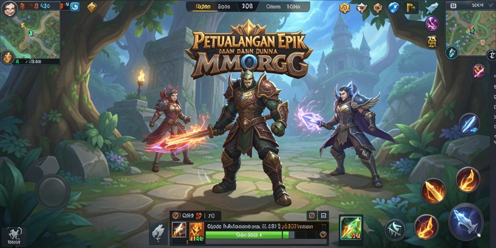Screenshot gameplay QQRP menampilkan pertarungan seru di dunia MMORPG.